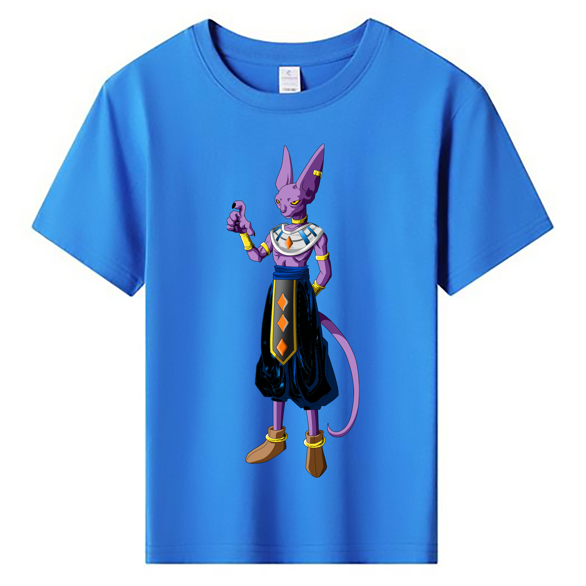 （画像用） ドラゴンボール ビルス 破壊神ビルス DRAGON BALL Beerus Birusu 綿100％キッズTシャツ（フロントプリント）